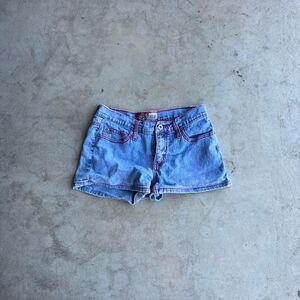 Lazer Jeans y2k pink threaded Short shorts denim womens 5